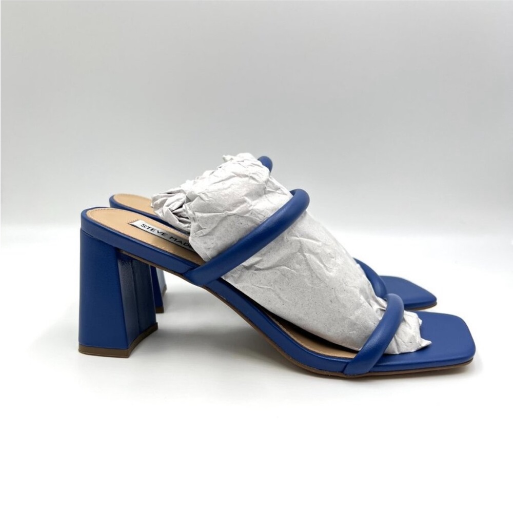 Steve Madden Womens Size 7.5M Lilah Blue Block Heels Sandals Shoes